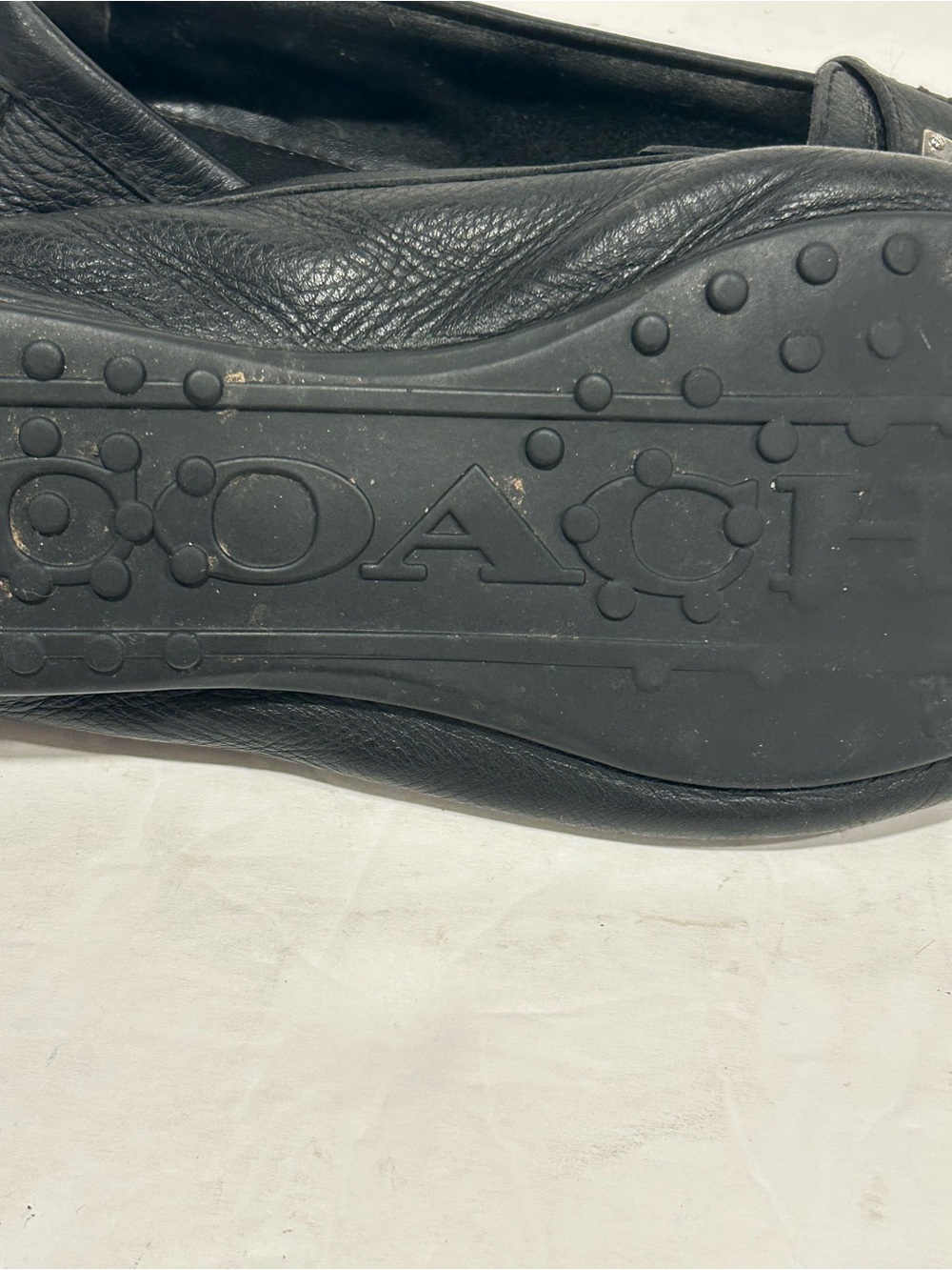 Coach Fredrica Leather Black Pebble Flat Soft Loafers Size 6.5B Driving Shoes - Picture 10 of 13